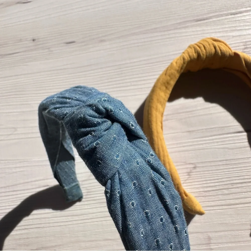 Stylish Blue and Yellow Kids Knotted Headband Set